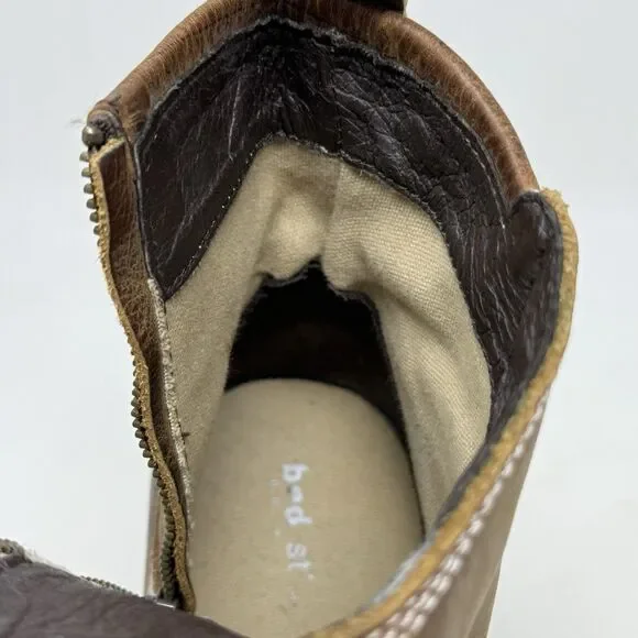 Bed Stu Revolution Boots Mens 10 Brown Distressed Leather Side Zip Ankle Hipster - Picture 11 of 16